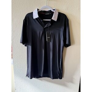 Trusmol Men's Black Golf Polo Size Large With American Stars Collar